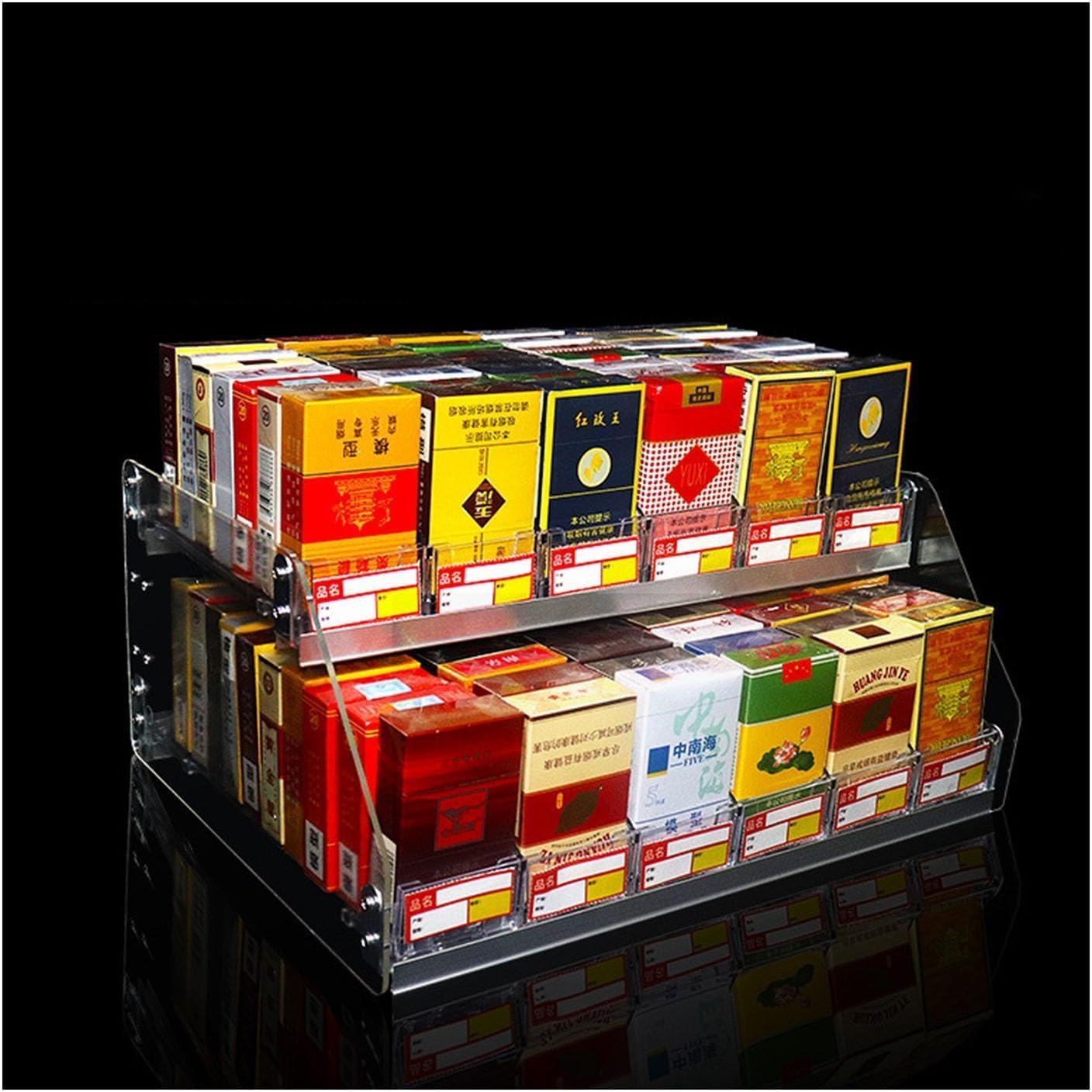Cigarette Display Holder Easy to Install Waterproof Transparency Cigarette Display Rack for Convenience Stores Automatic Cigarette Pusher(Size:2 layers/12 Columns,Color:Clear)