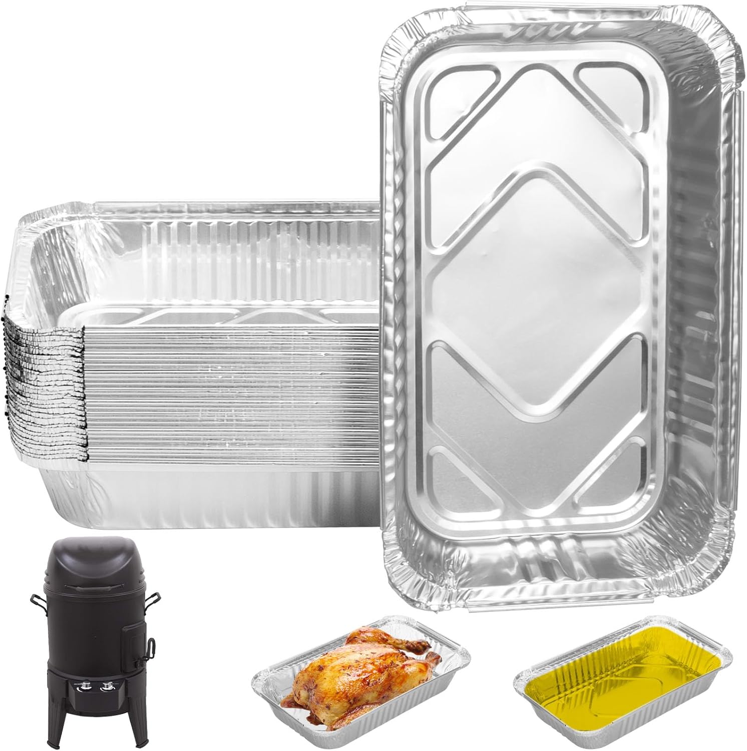 30 Packs Grill Drip Pan Liners for Charbroil 2425514W12 Big Easy Turkey Fryer Bucket Liner Disposable Aluminum Foil Grease Tray Liners for Char-broil Big Easy Oil-Less Turkey Fryer Accessories