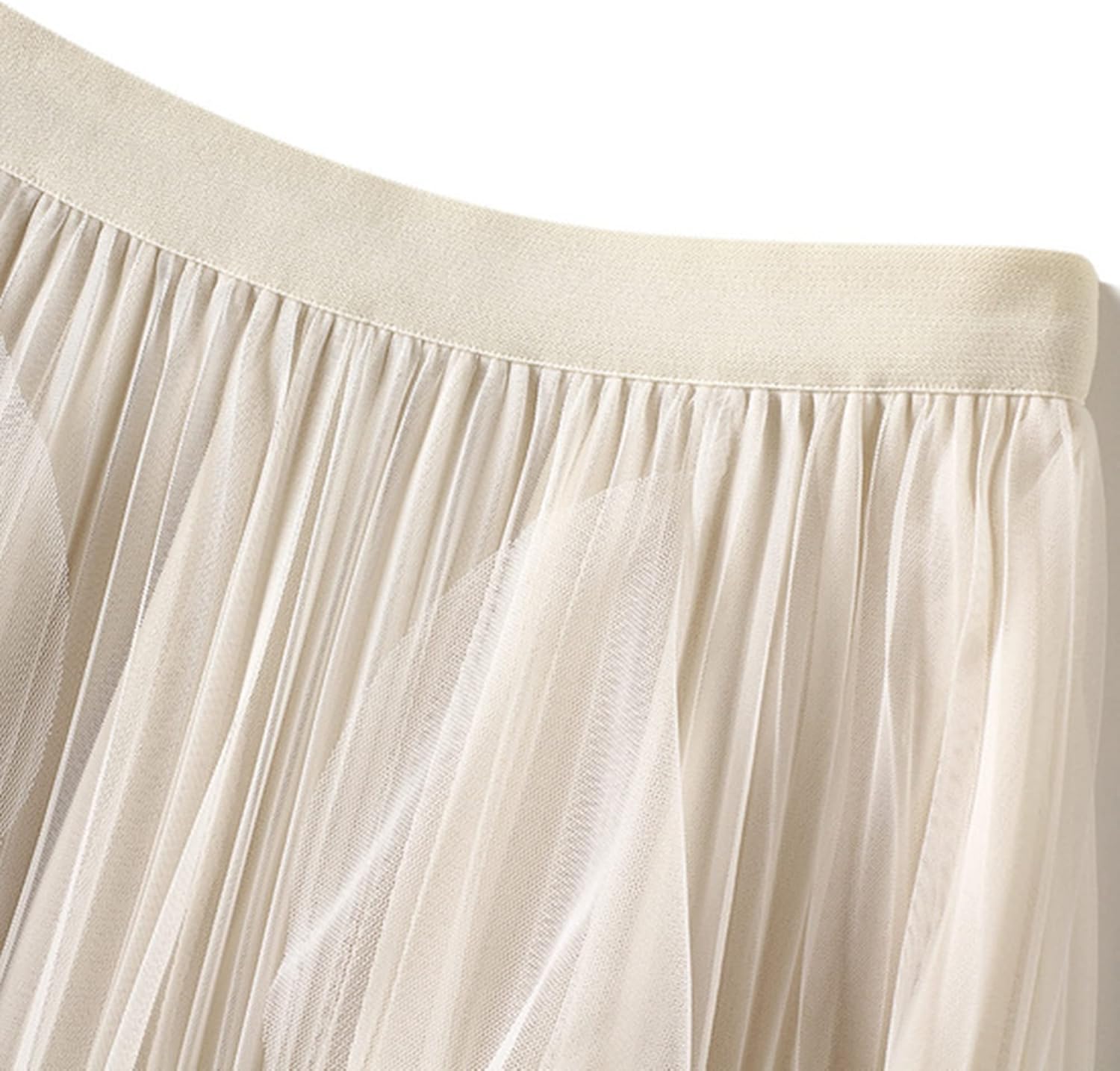 Dirholl Women's A-Line Fairy Patterned Elastic Waist Ruffle Tulle Layered Midi Skirt - Image 2