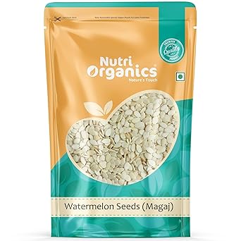 NutriOrganics Watermelon Seeds for Eating - 100 G | Magaj Seeds Pack | Tarbuj Beej | Rich in Protein, Potassium, Magnesium & Iron | Raw Unroasted | Diet Food - image, photos