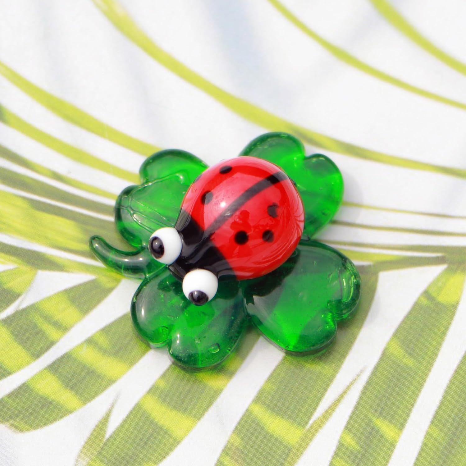 Tiny Crystal Insect Figurine Glass Clover:Hand Blown Statue Décor Room Ornament Colorful Glass Collectible Figurines Animals Statue Ladybug - Image 6