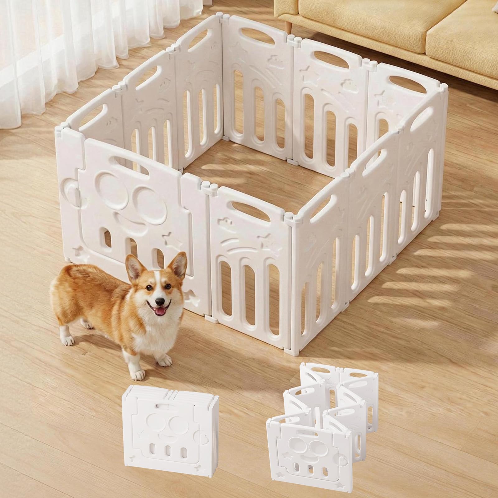 Amazon | Essgudo ペットフェンス サークル 組立不要 犬用フェンス