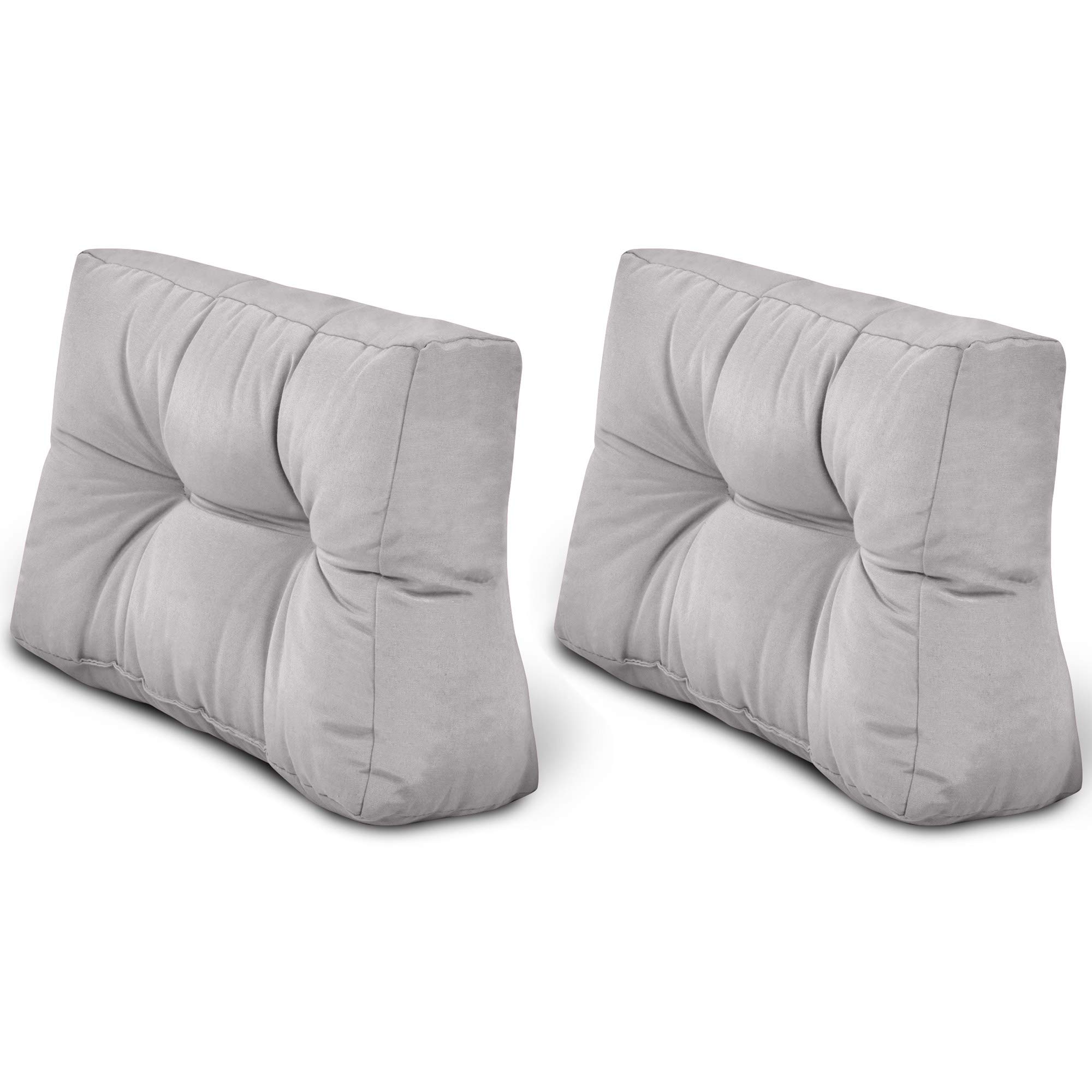 Beautissu Set de 2 Coussins Dossier Euro Palette ECO Lounge pour canapé | 60x40x10cm gris clair coussin extérieur intérieur salon Canape Jardin Style
