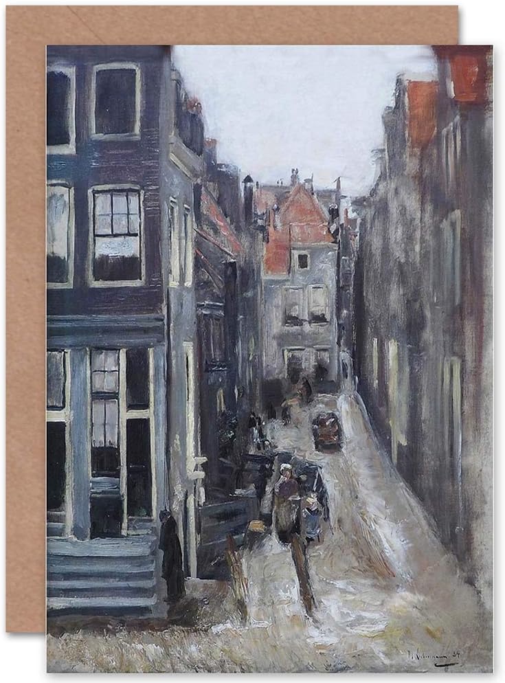 Wee Blue Coo CARD GREETING GIFT PAINTING CITYSCAPE AMSTERDAM LIEBERMANN JEWISH STREET