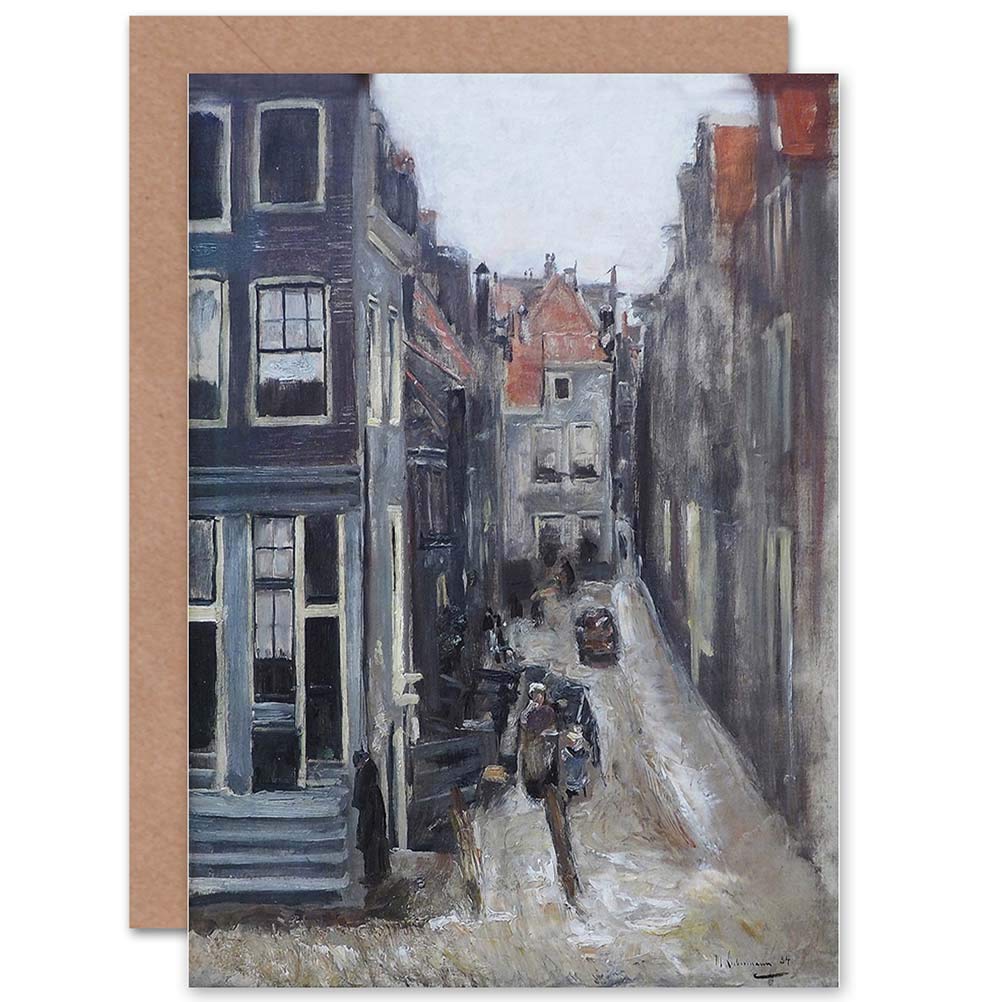 Wee Blue Coo CARD GREETING GIFT PAINTING CITYSCAPE AMSTERDAM LIEBERMANN JEWISH STREET