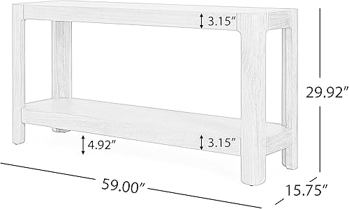 Miniatura 2 de Mesa consola moderna de granja de 59 pulgadas con estantes abiertos, mesa auxiliar de sofá de chapa de madera de primera calidad con esquinas