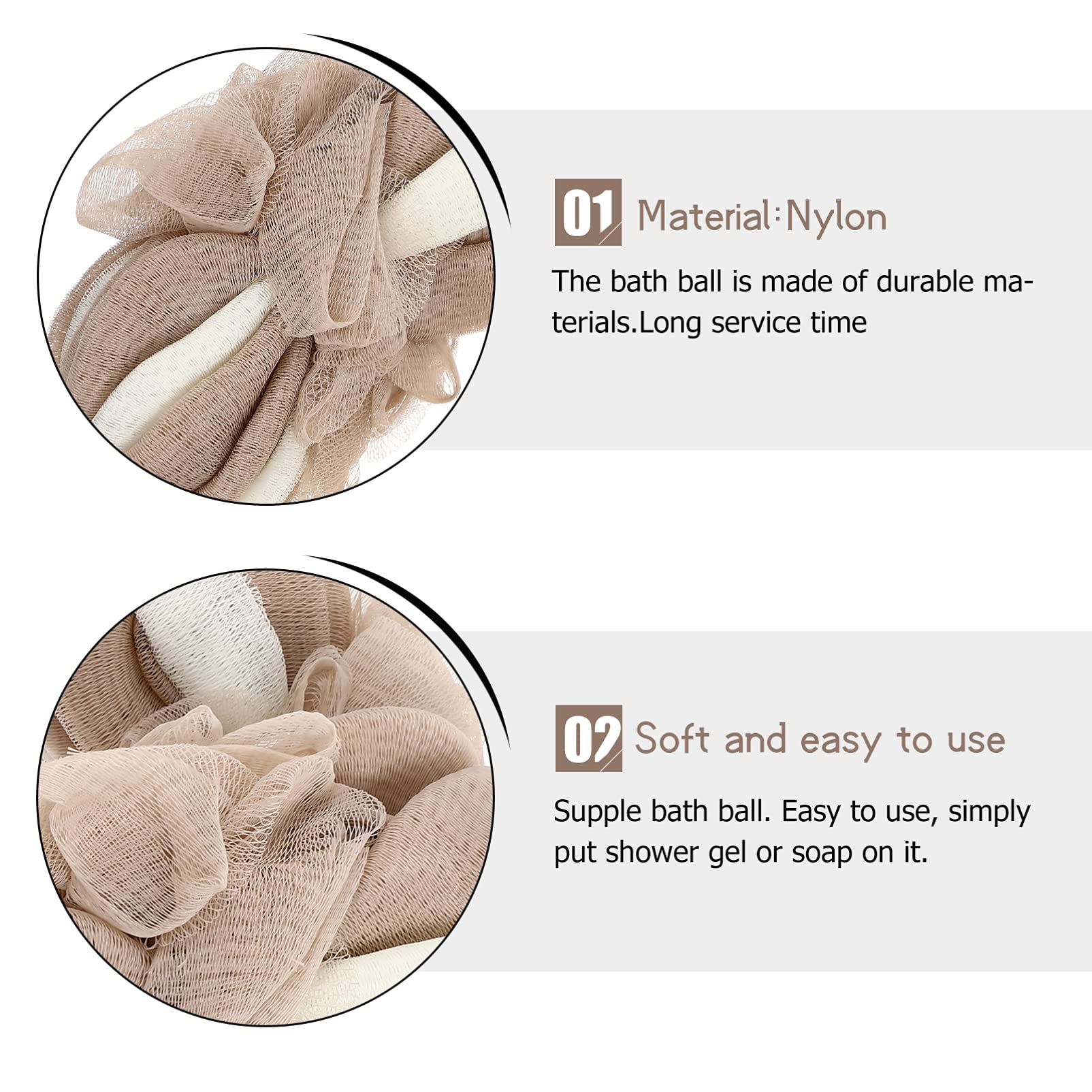 2 szt. Powrót Scrubber gąbka do kąpieli rozciągliwa siatkowa pufa Loofahs piłka prysznicowa pasek złuszczający ciało dla kobiet mężczyzn (szary) (khaki)