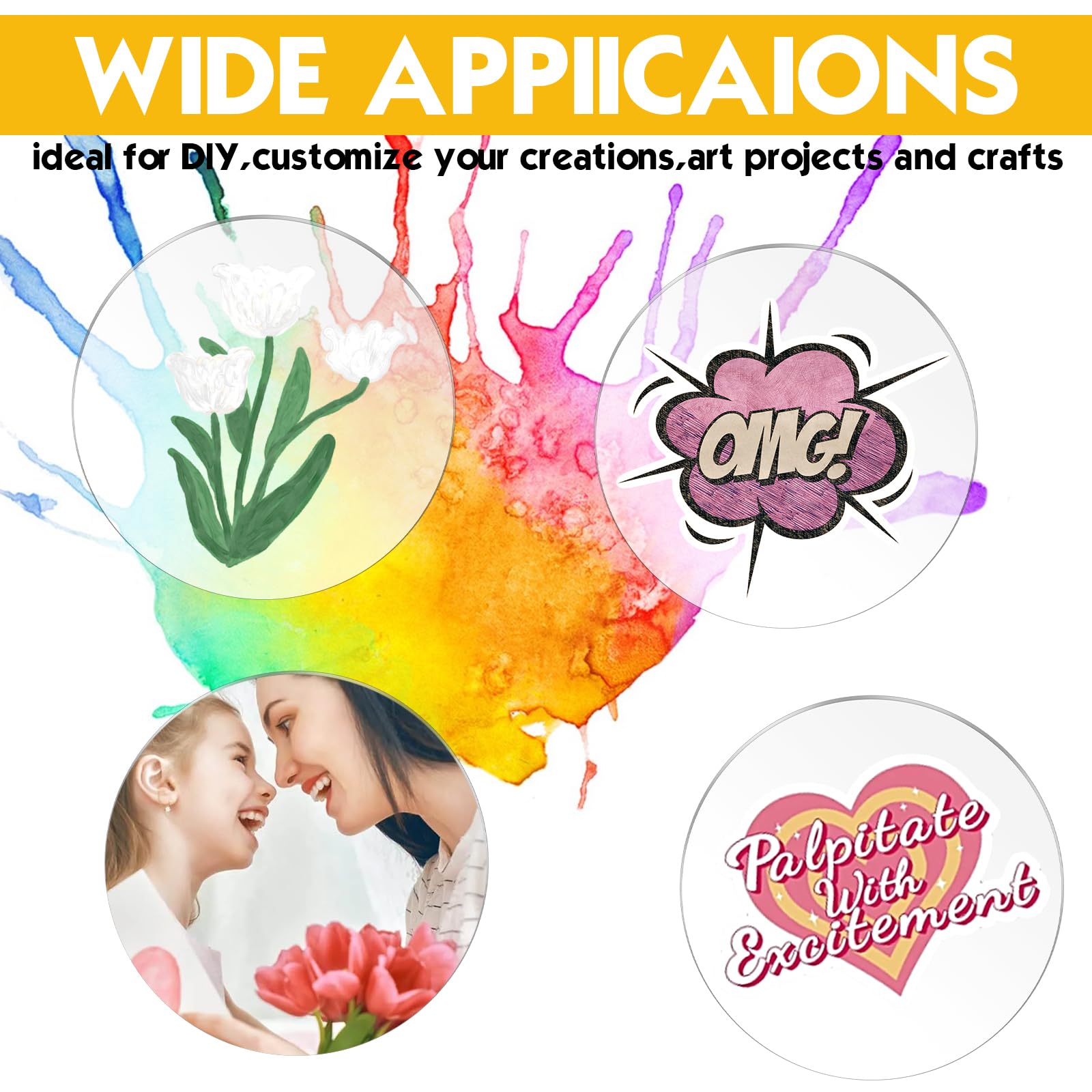 Produktbild von 40x Acrylplatten Rund 5 Cm – Transparente Acrylscheiben, Beidseitig Schutzfolie, Für DIY, Basteln, Hochzeit, Fotorahmen