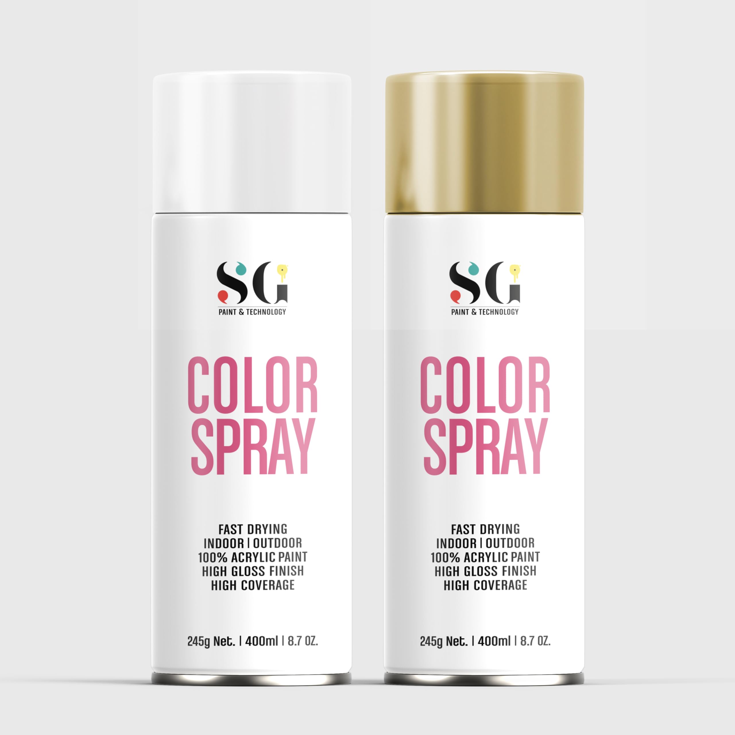 Color Spray Paint Ultra-Durable, Perfect for DIY Projects. Proven Results, Easy Application, Quick Drying - Ideal for Metal, Canvas, Paper, Wood, and Walls - 400ml (White Glossy & Gold Metallic) (B0CZT2LYNP) Amazon Price History, Amazon Price Tracker