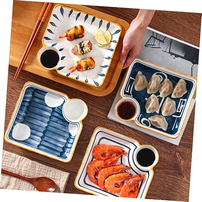 Set 4 Platos Cuadrados de Cerámica Para Sushi miniatura 2