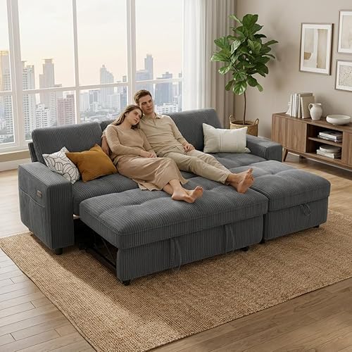 81" Sectional Sofa with Pull Out Bed, L Shaped 3
