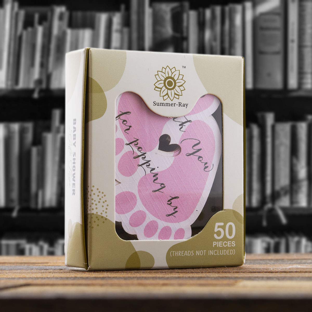 50 Etichette Piedino Rosa Per Bomboniere Baby Shower – "Thank You For Popping By" – 5,5x5,2 Cm, Cartoncino