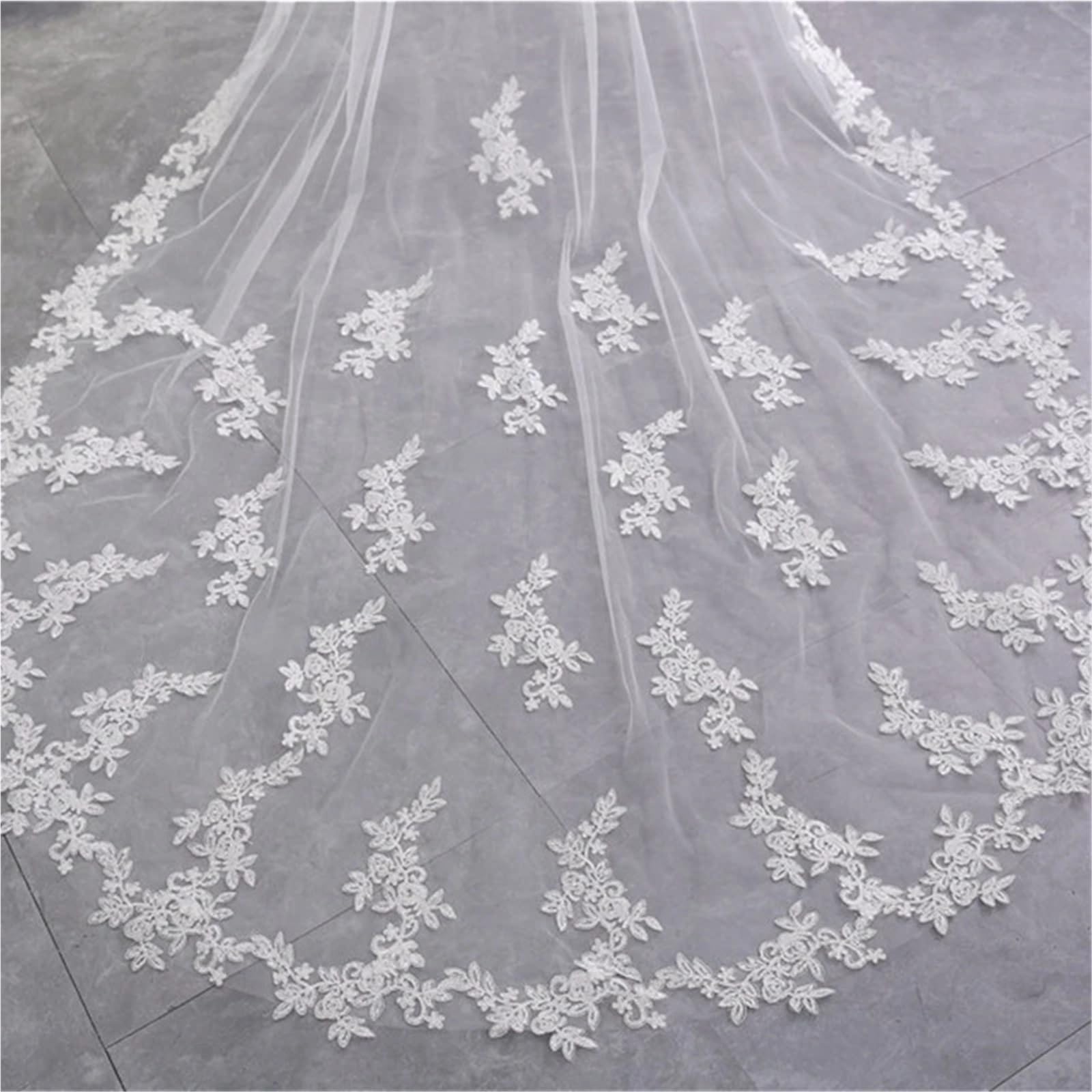 Genérico 3 Meters Two-Layer Appliqué Wedding Veil Elegant Bridal Veil Wedding Accesorios Bridal Headwear