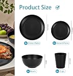 Supernal Wheat Straw Dinnerware Sets,Unbreakable Dinner Plates for 8, Dishwasher Safe,Reusable Dinnerware,Black Set 16pcs Plates, 8pcs Bowls, 8pcs Cups,Perfect for Party Birthday and Wedding