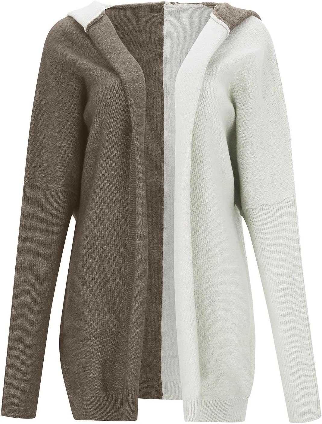 レディース カジュアル カラーマッチング ロング フード付き セーターコート セーター 冬 可愛い ニット 大きいサイズ