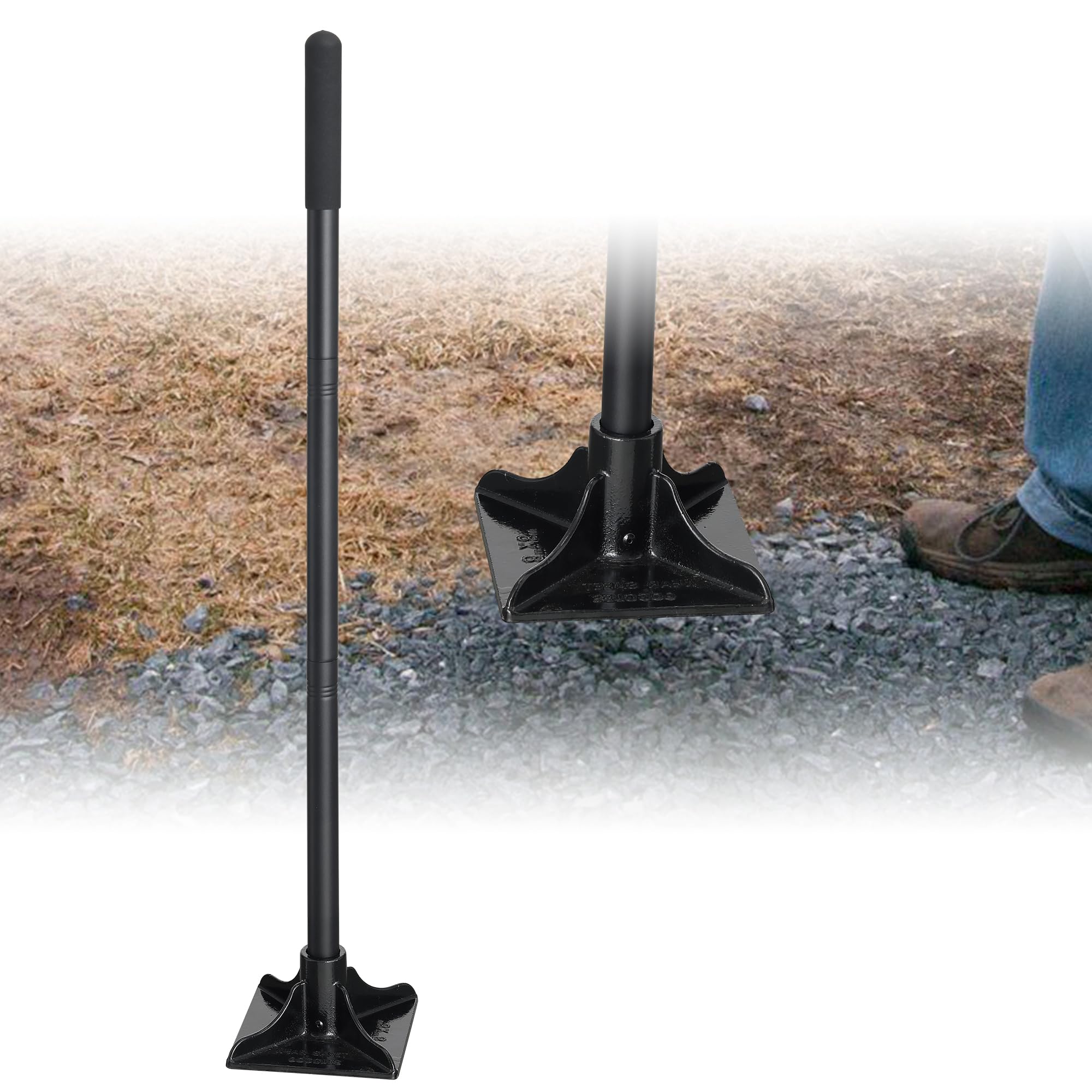 Heavy Duty Tamper Tamper Tool, 8 x 8 Grond Sabotage Tool met 58 Inch