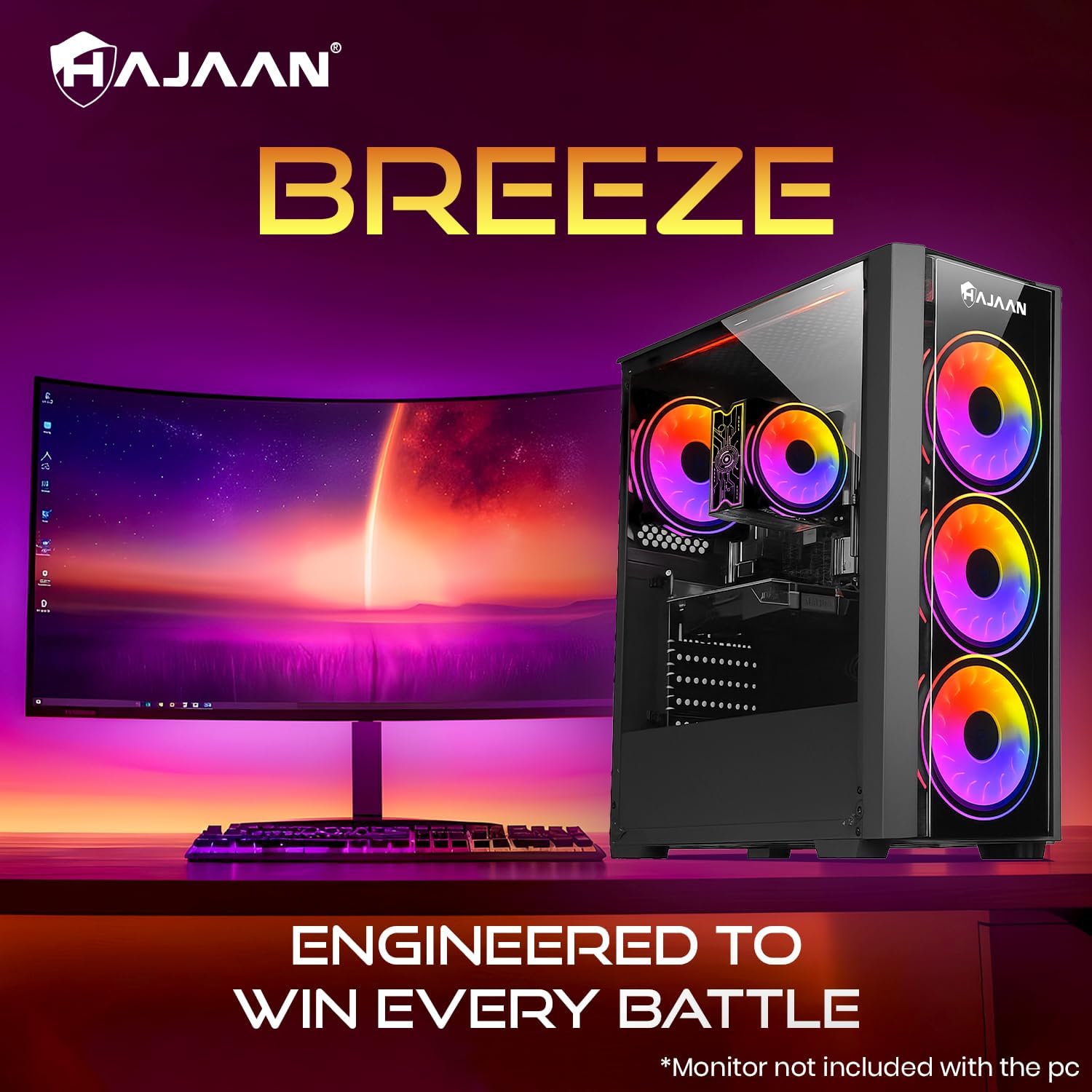 HAJAAN Gaming PC Desktop Tower - AMD Ryzen 5 5600X, RTX 4060 8GB GDDR6, 32GB DDR4 RAM, 2TB NVMe M.2 SSD, Windows 11 Pro, WiFi - New