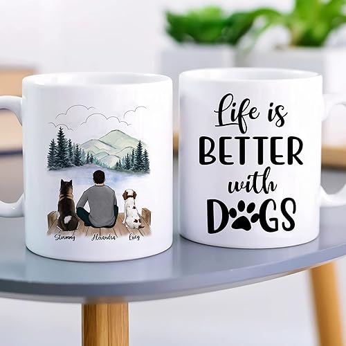 Miniatura 4 de Gossby Taza de café personalizada con diseño de perro, regalo para hombres amantes de los perros con nombre, razas de perros personalizadas,