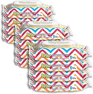 Flushable Wipes for Baby and Kids by Kandoo, Unscented for Sensitive Skin, Hypoallergenic Potty Training Wet Cleansing Cloths , 48 Count, Pack of 12
