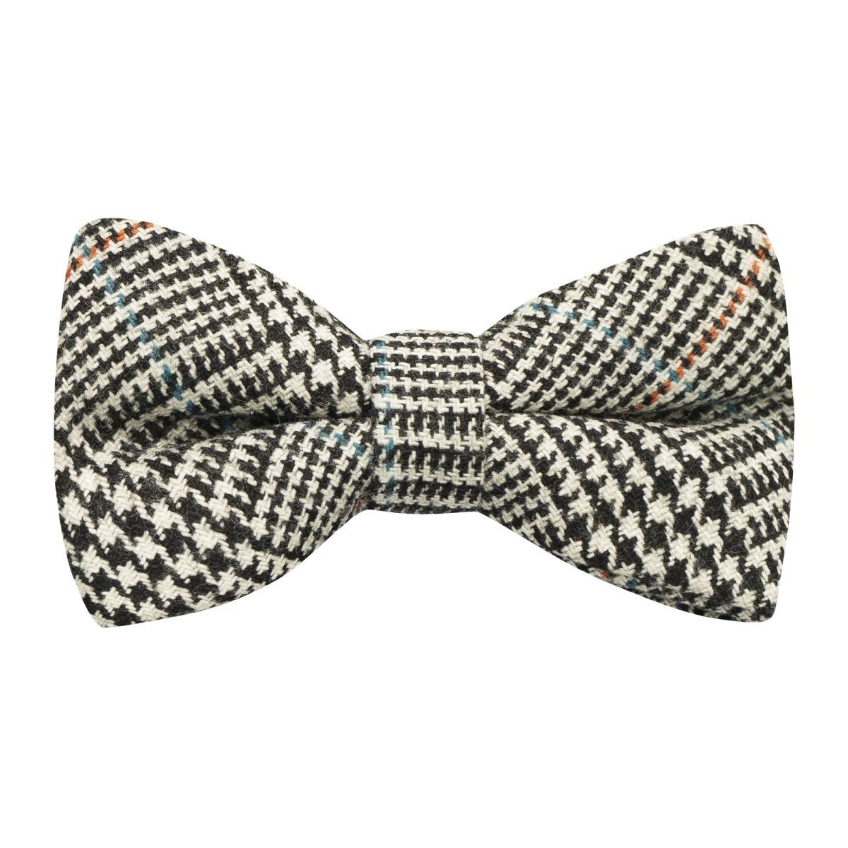 King & Priory Men's White Black & Dogtooth Tweed Bow Tie