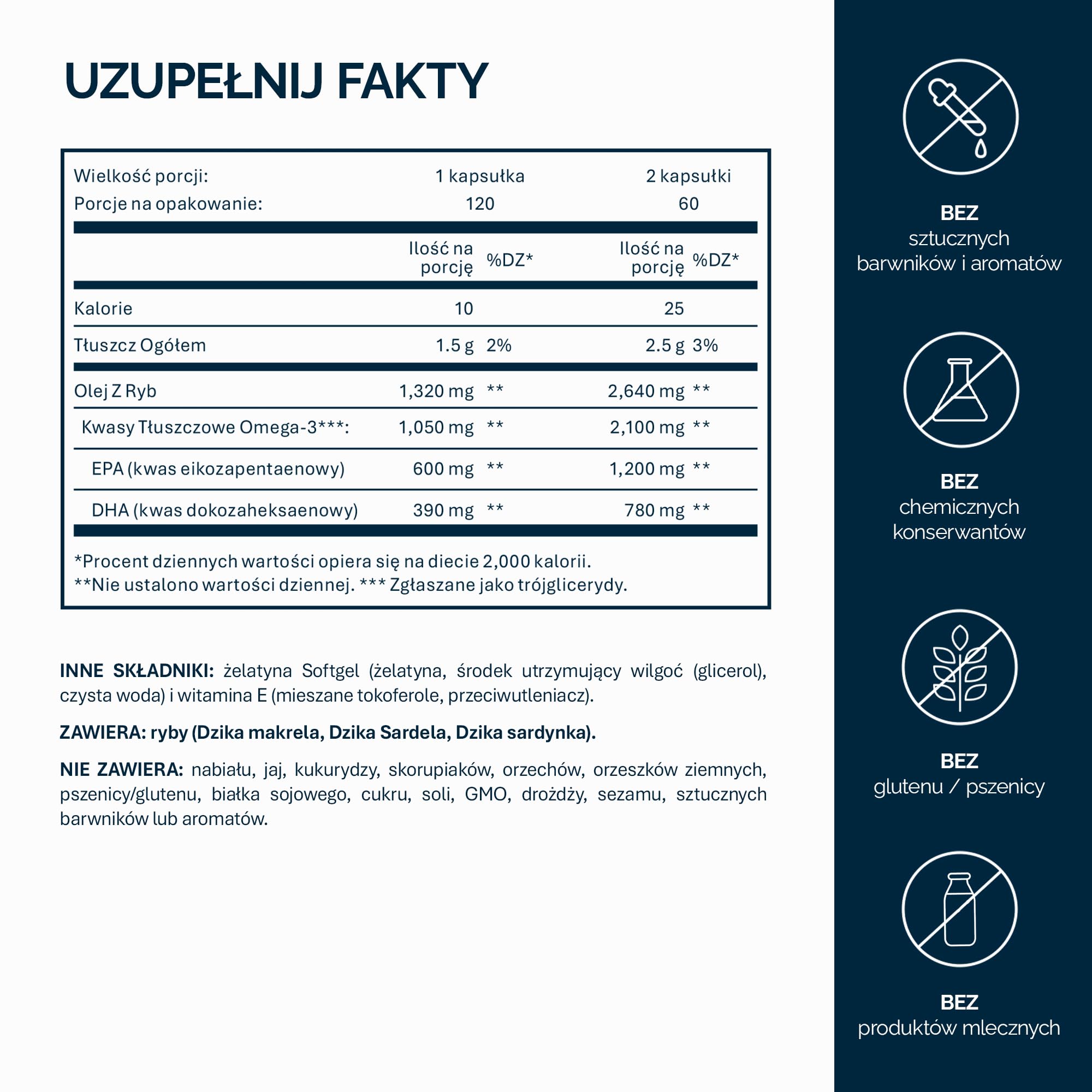 NFO OMEGA 3 ULTIMA [120 kapsułek] Norweski olej rybny kapsułki o najwyższym stężeniu EPA i DHA jako rTG i witamina E, olej rybny Omega 3 kapsułki, wysokie dawki, kompleks oleju Omega 3, wysoka dawka