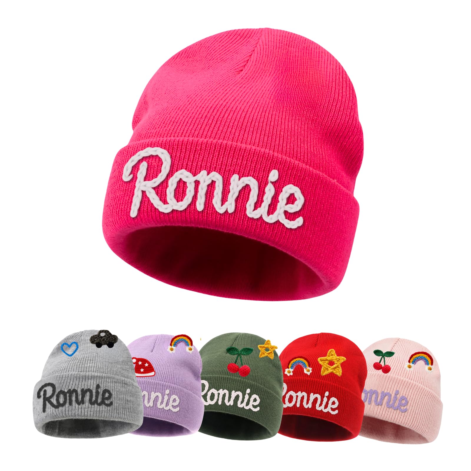 Custom Name Baby Beanie for Boys Girls, Personalized Knit Toddler Winter Hat for Kids, Hand Embroidered Winter Hat, Baby Gift