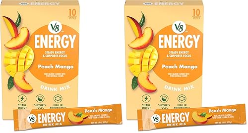Miniatura 13 de V8 Energy Strawberry Lemonade Bebida Energética en Polvo, Paquete de .10 oz (10 Unidades)