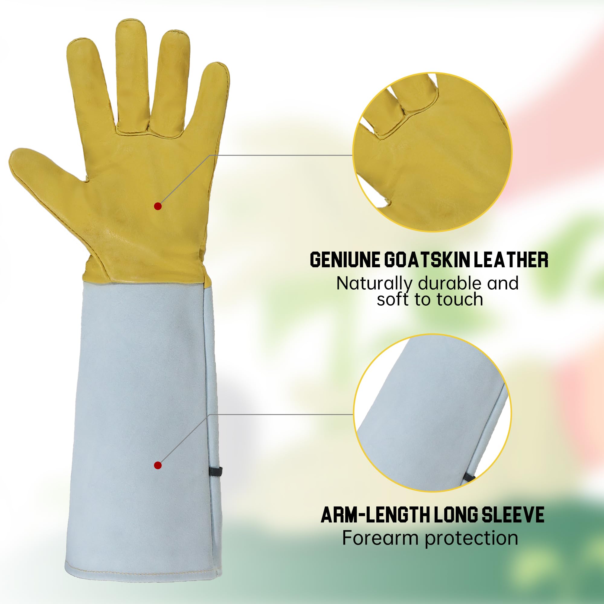 HANDLANDY Gardening Gloves for Men Women Thorn Proof Rose Pruning Leather Long Sleeve Garden Yard Gauntlet - Image 3