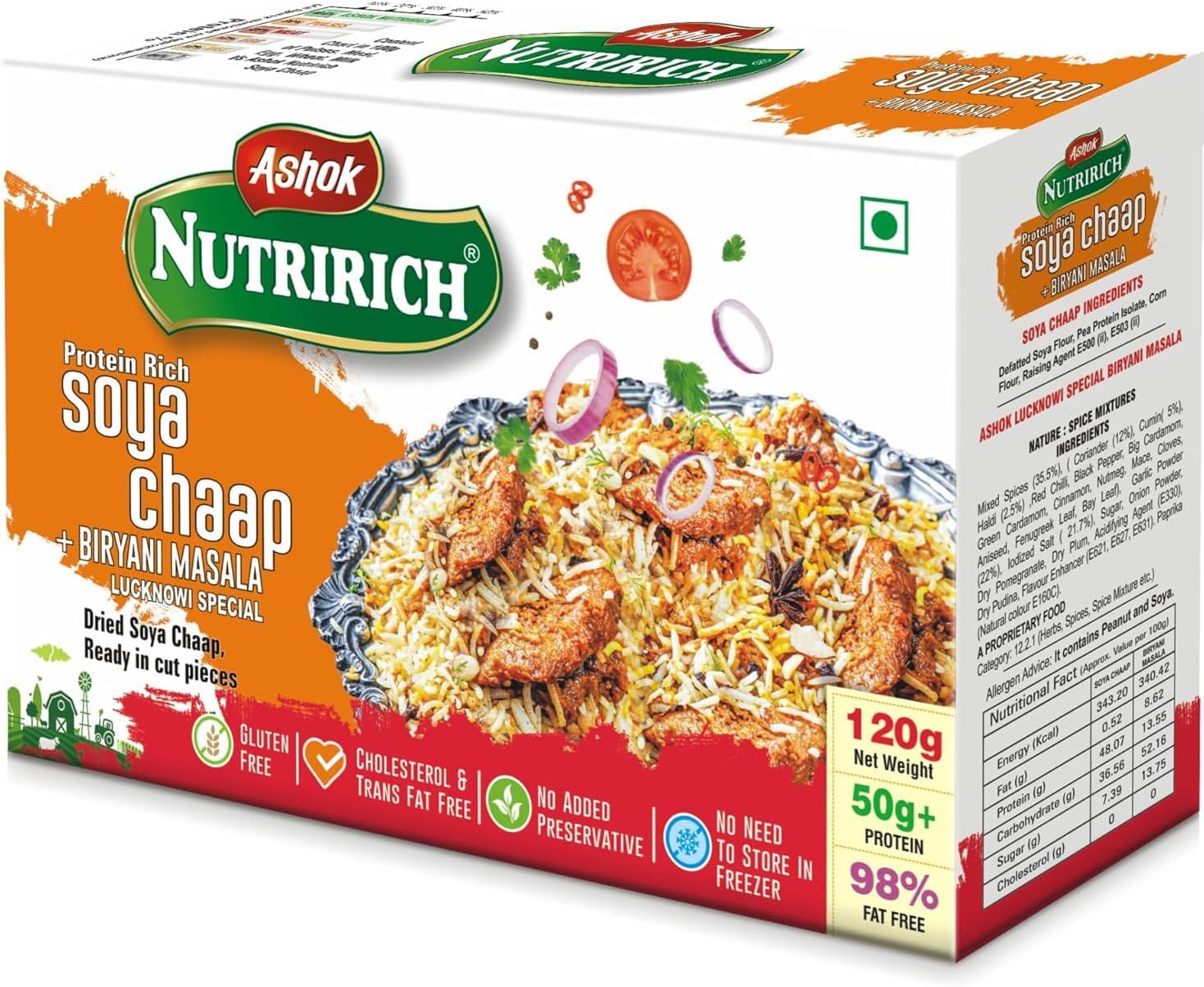 Ashok Nutririch Soya Chaap with Biryani Masala 120g (Pack of 2)