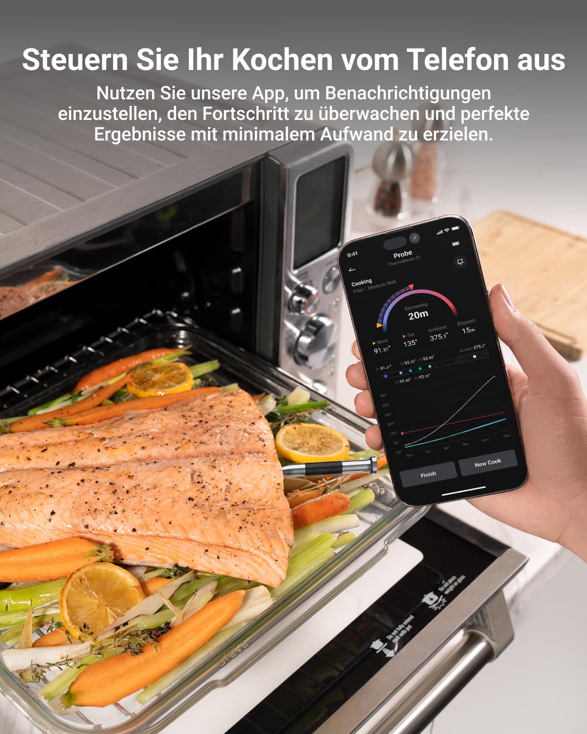 ThermoMaven Fleischthermometer Kabellos, Sub-1G 10X Signal Grillthermometer | 915m Reichweite, Smart Display-Basis & App, NIST-Zertifiziert ±0,3 °C, Bratenthermometer für BBQ, Smoker, Grill, Backofen