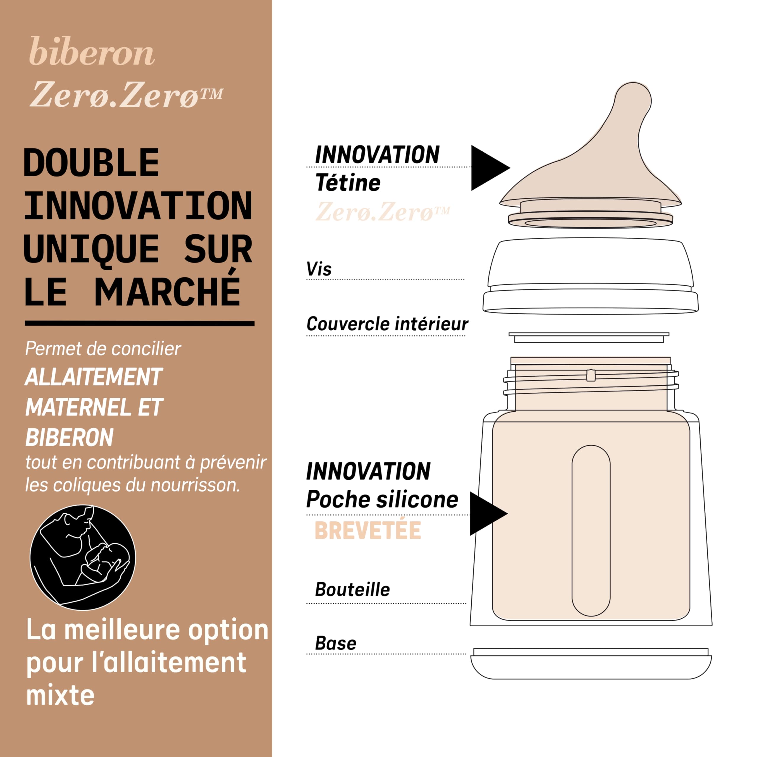 Suavinex, Pack 4 Biberons Anti-Colique Zero Zero 270 ml avec Tétine à Débit Moyen (M) en Silicone, Bébés +3 Mois, Lait Maternel, Poudre et Liquides Densité Moyenne, Compatible Allaitement, Medium