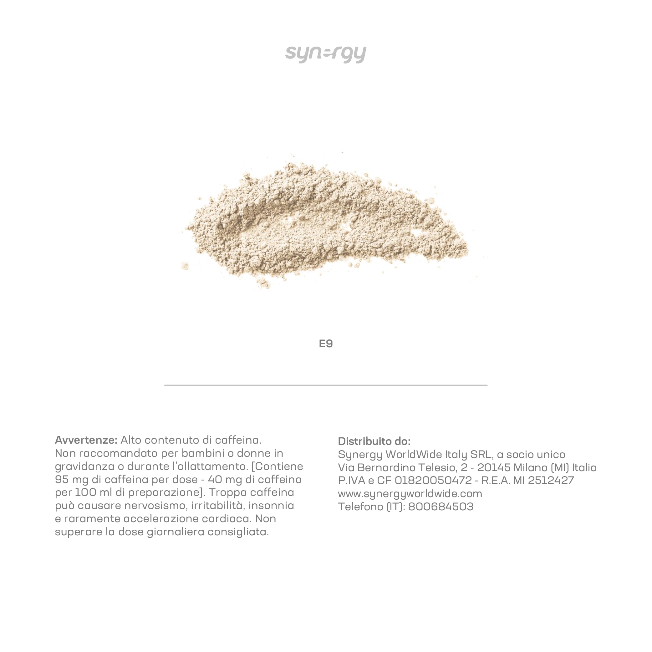 Synergy Worldwide E9 30 Dosi | Integratore 500mg L-Arginina con Vitamine B12, B6 e Acido Pantotenico | A Basso Contenuto Calorico | Supporta la Performance Fisica e Riduce l’Affaticamento | 243 g