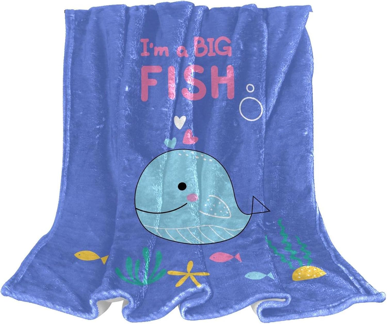 Cobertor de lã cobertor de desenho animado baleia azul leve cobertores para sofá, sofá, cama