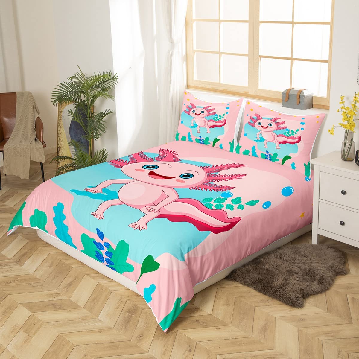 Set Di Biancheria Da Letto Per Bambini Axolotl Con Stampa
