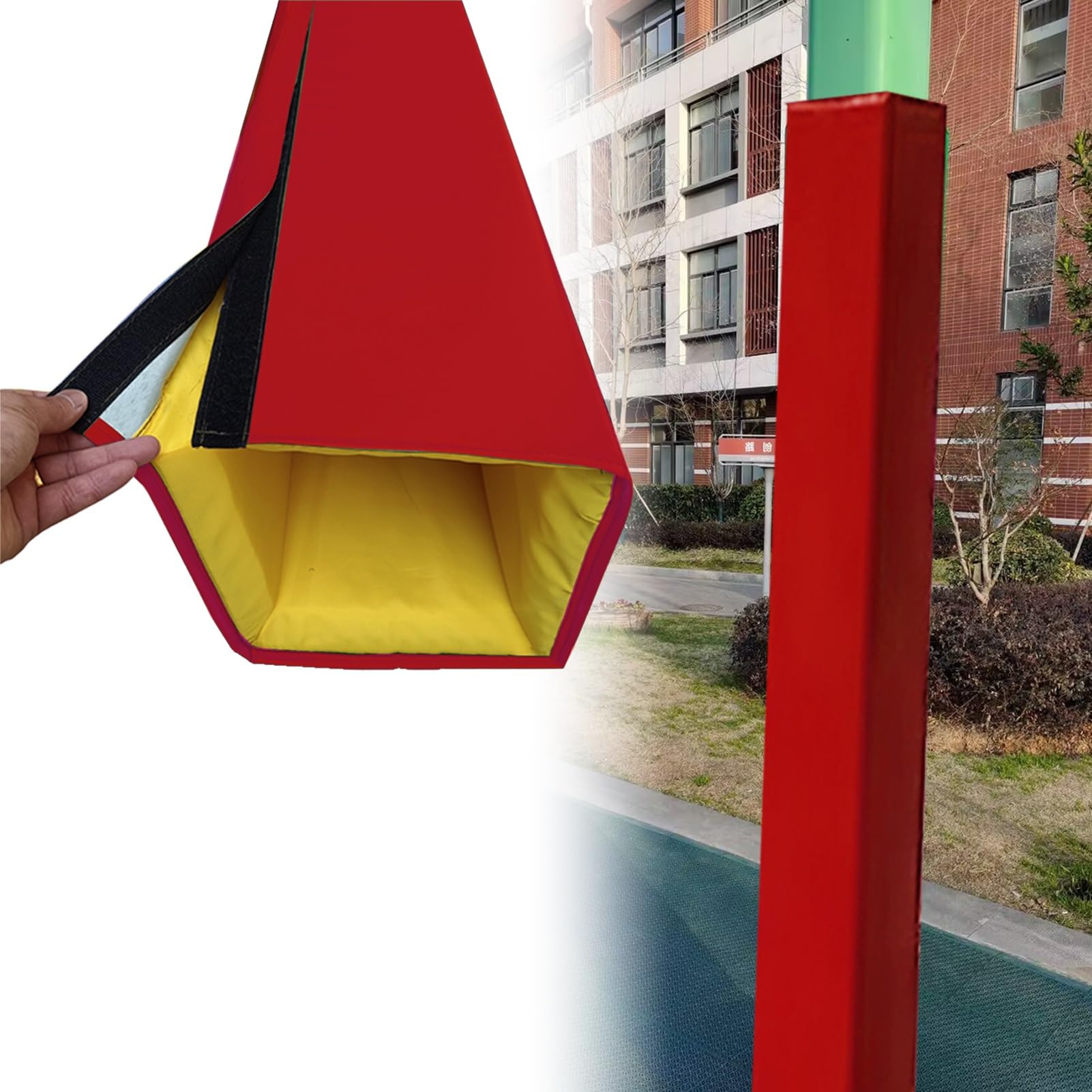 EXCLURA 6 feet Tall Column Cover Square Pole Protector, Basketball Pole Padding for Impact Absorption, All Weather Garage Pillar Mat Wrap Around(Red,4x4/10x10cm)