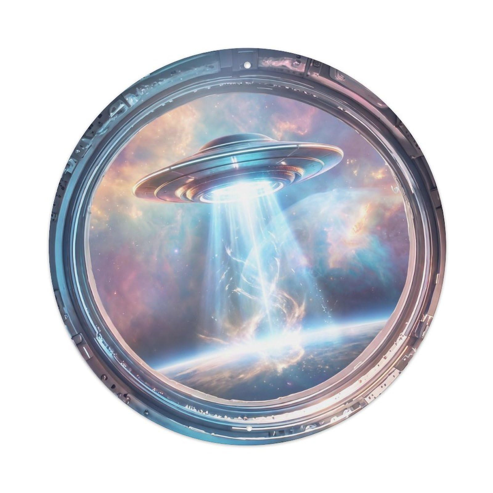 Metal Tin Sign Beam Saucer from Space Station Porthole
