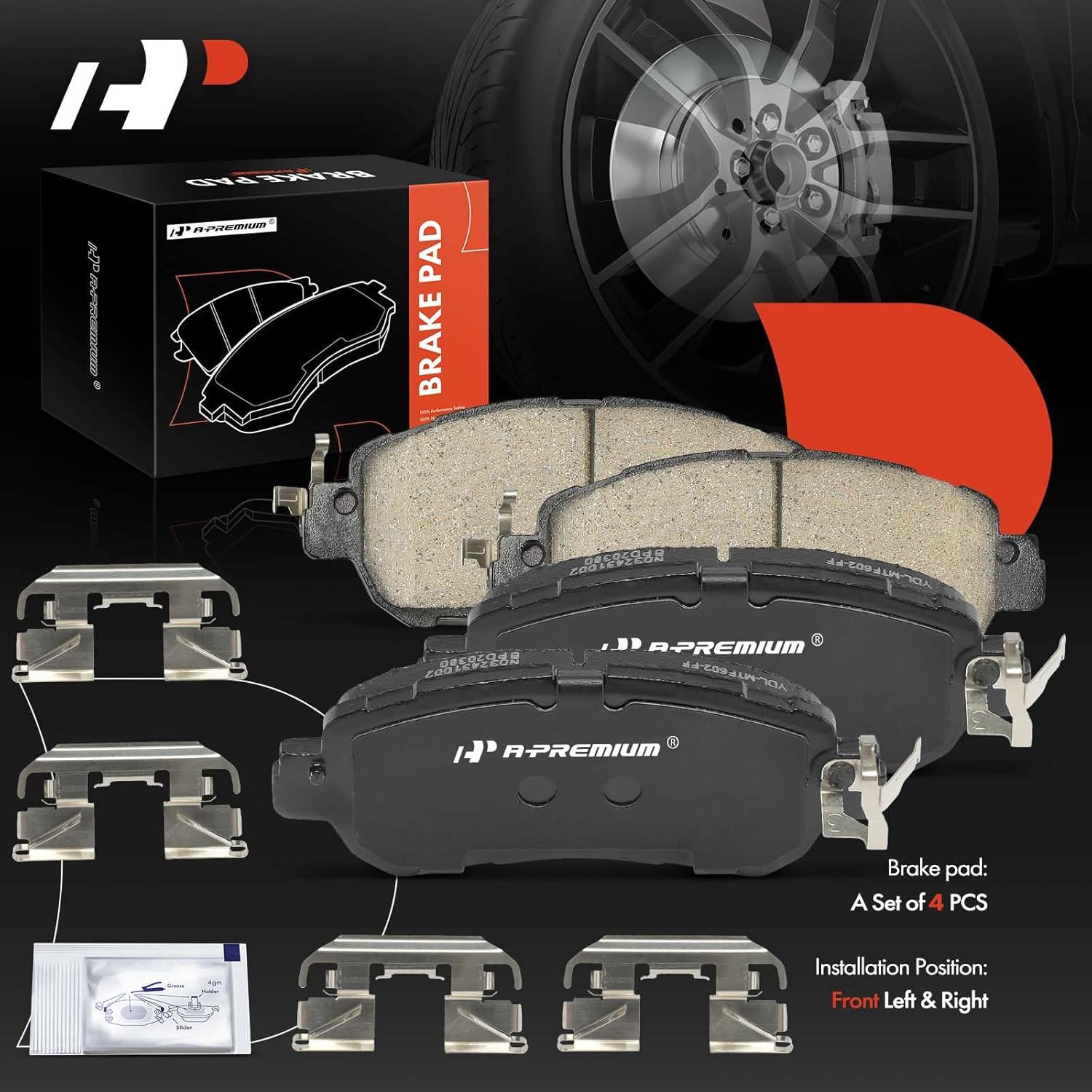 A-Premium Front Ceramic Brake Pads Set Compatible with Nissan Versa 2020-2022, Kicks 2018-2022, 4-Pack