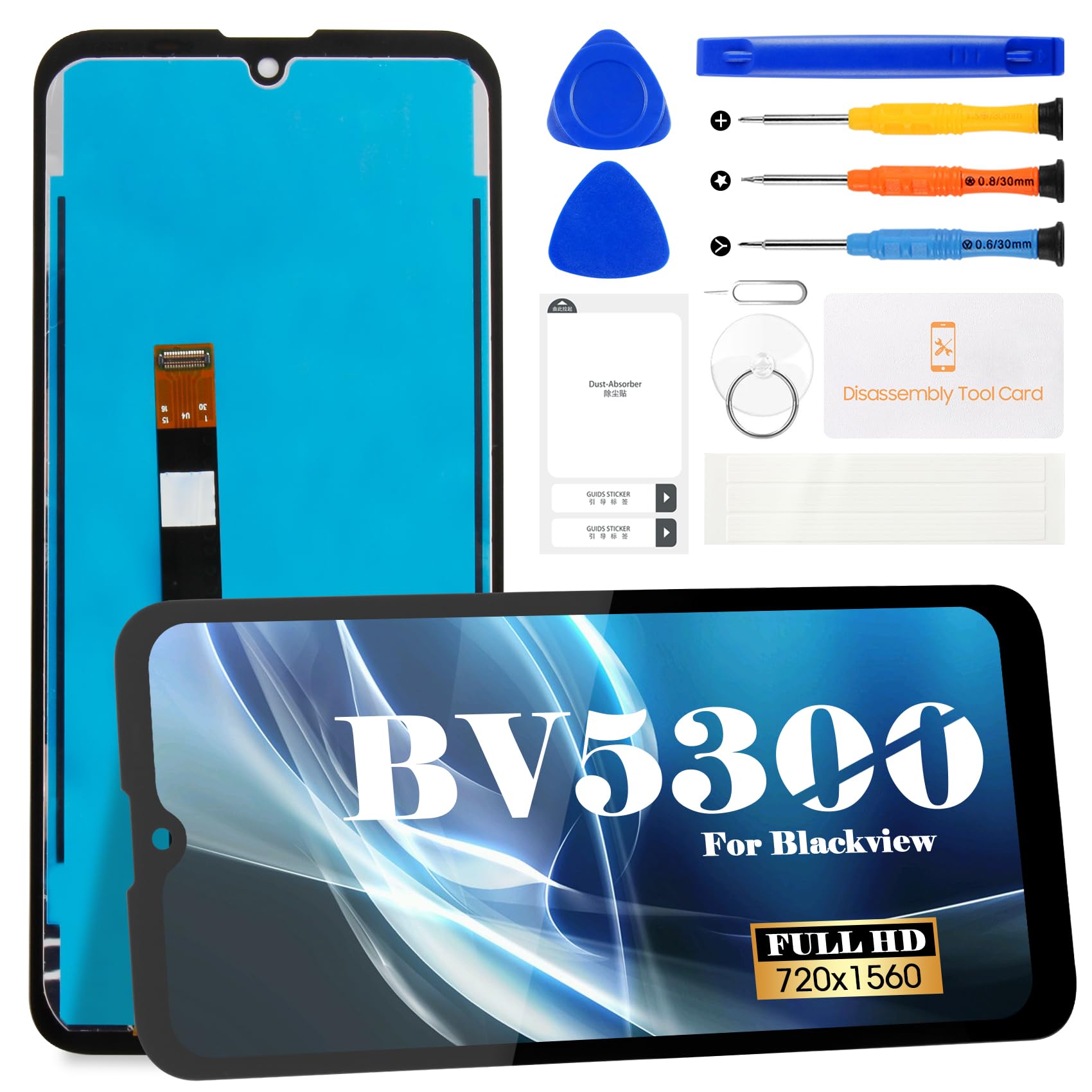 Kit de réparation d'écran LCD pour Blackview BV5300/BV5300 Pro Blackview BV5300 Pro, écran tactile numériseur sans cadre (noir)