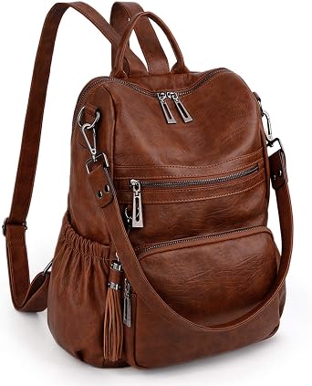 UTO Women Backpack Purse Leather Vegan Ladies Fashion Designer Rucksack Convertible Travel Shoulder Bag with Tassel