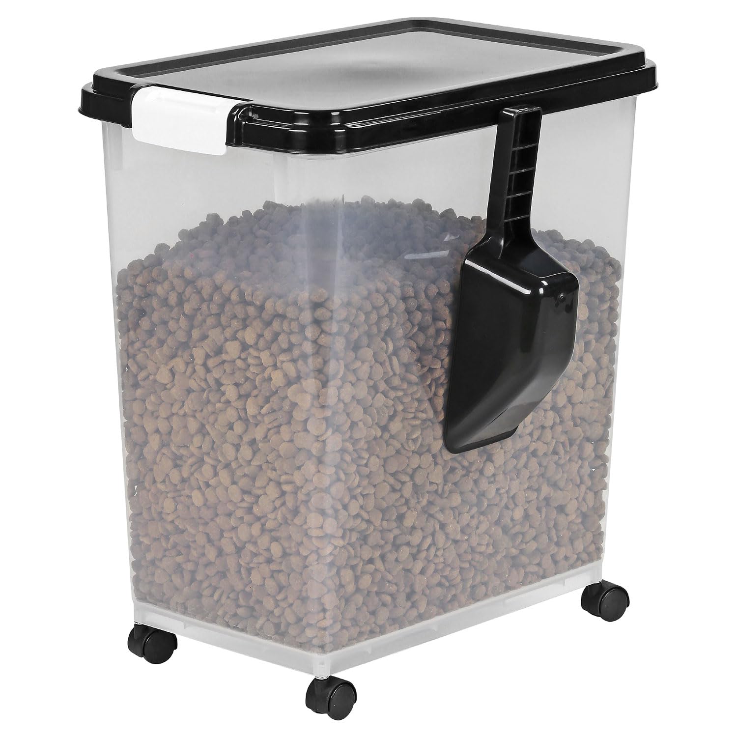 Taylor & Brown 40 Litre Airtight Pet Food Storage Container With Plastic Measuring Scoop Treats For Pet Dog Cat Animal Dry Food Dispenser With Casters, Black