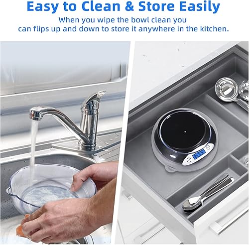 Miniatura 6 de THINKSCALE Báscula digital de cocina, altamente precisa, 5000 g/11 lb x 0.1 oz, báscula de alimentos para cocinar, hornear y perder peso, báscula de