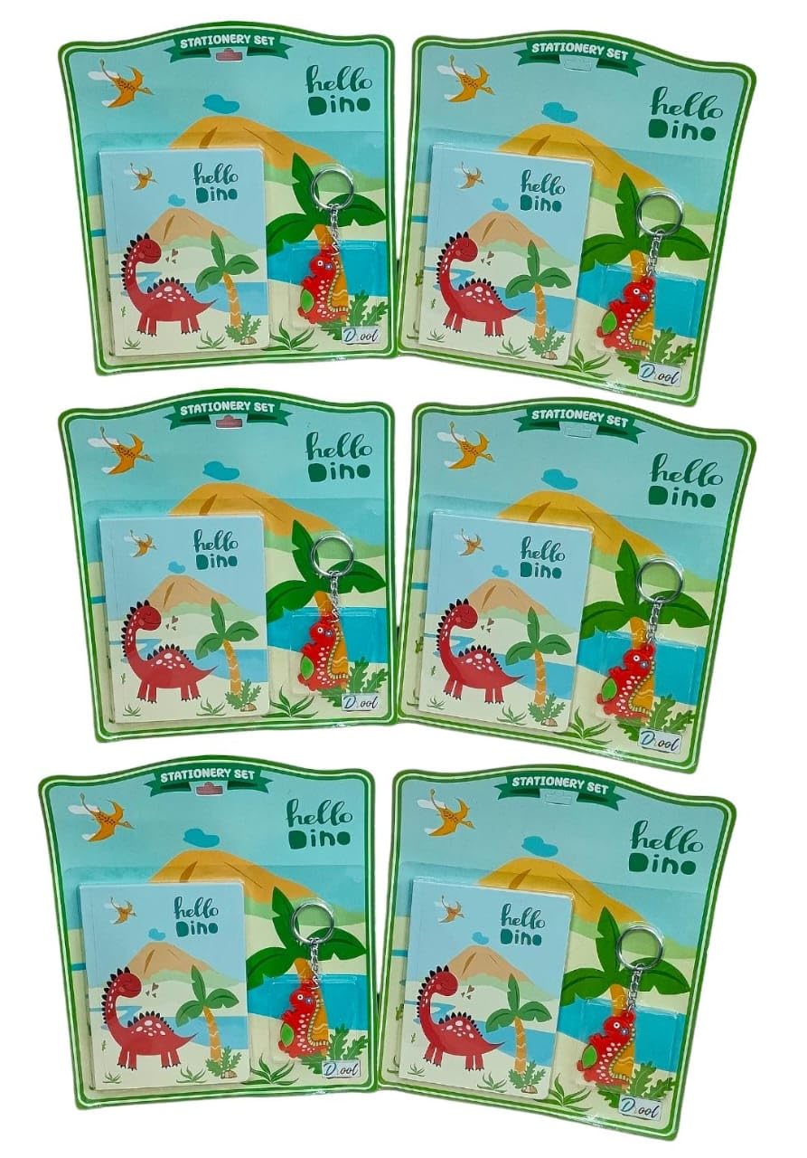 TERA 13 Cartoon Party Return Gift Set Stationary Combo Pack, Dinosaur Return Gifts For Boys - Kids Diary, Dinosaur Diary With Keychain Set Return Gifts Birthday Party For Kids (5 set)