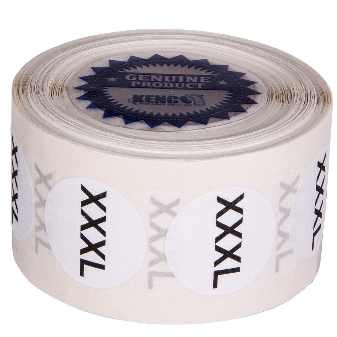Stickers Taille XXXL Kenco autocollants vêtements ronds 2,2 cm étiquettes habillement