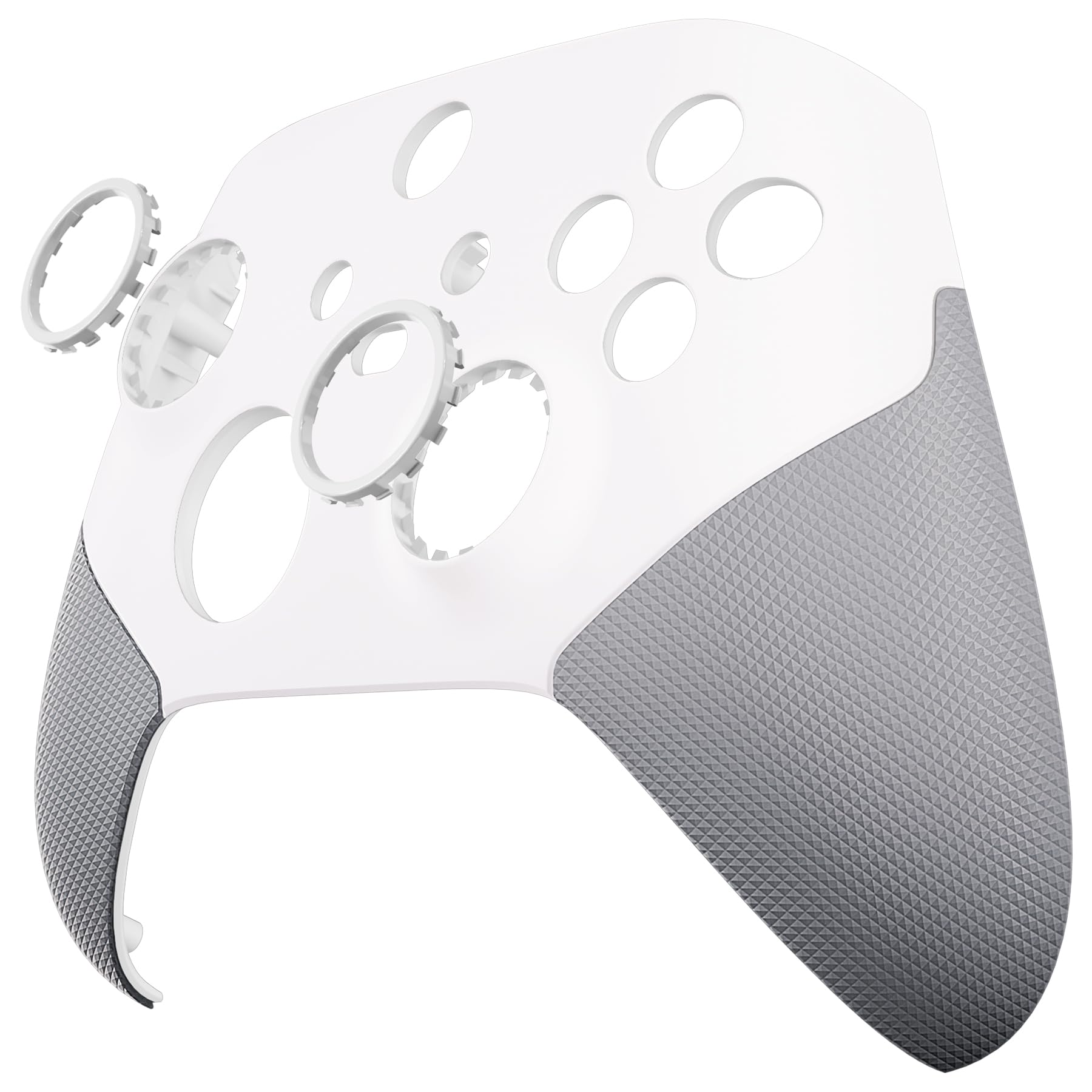 eXtremeRate Cover Grip Gommato per Xbox Series X S Controller,Custodia Scocca Copertura Frontale Shell Ricambio per Xbox Series X S Joystick Model 1914 con Anelli,ASR Versione-Bianco&Grigio