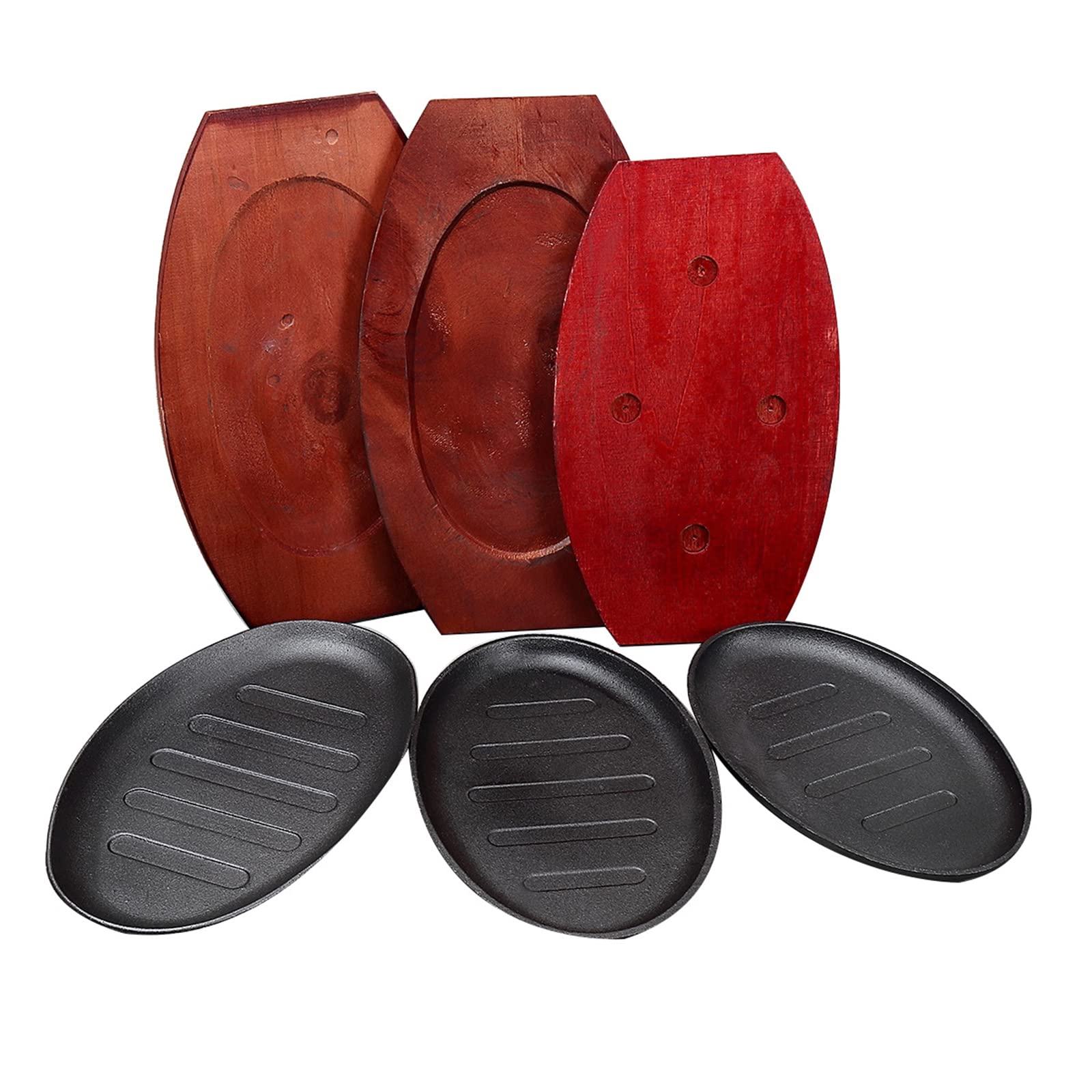 Plaque de Cuisson Ovale en Fonte pour Steak, Idéale pour La Cuisine, Les Restaurants et Les Grillades à Domicile. Disponible en 8, 10 et 12 Pouces, 12 Pouces