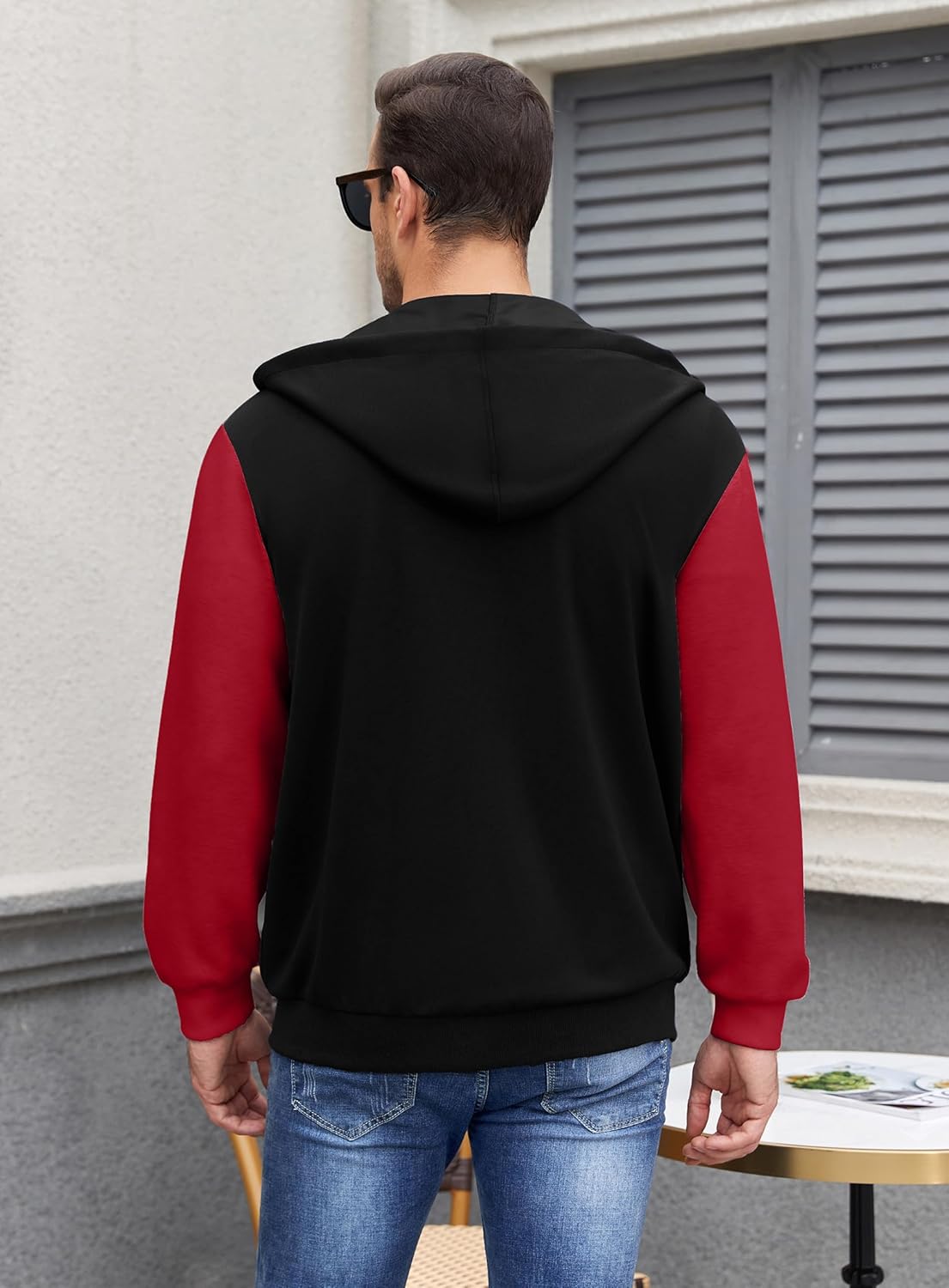 PEGENO Mens Zip Up Hoodie Lightweight Fleece Jacket with Drawstring Hood for Streetwear Hiking Travel Sports and Casual Wear - Image 2