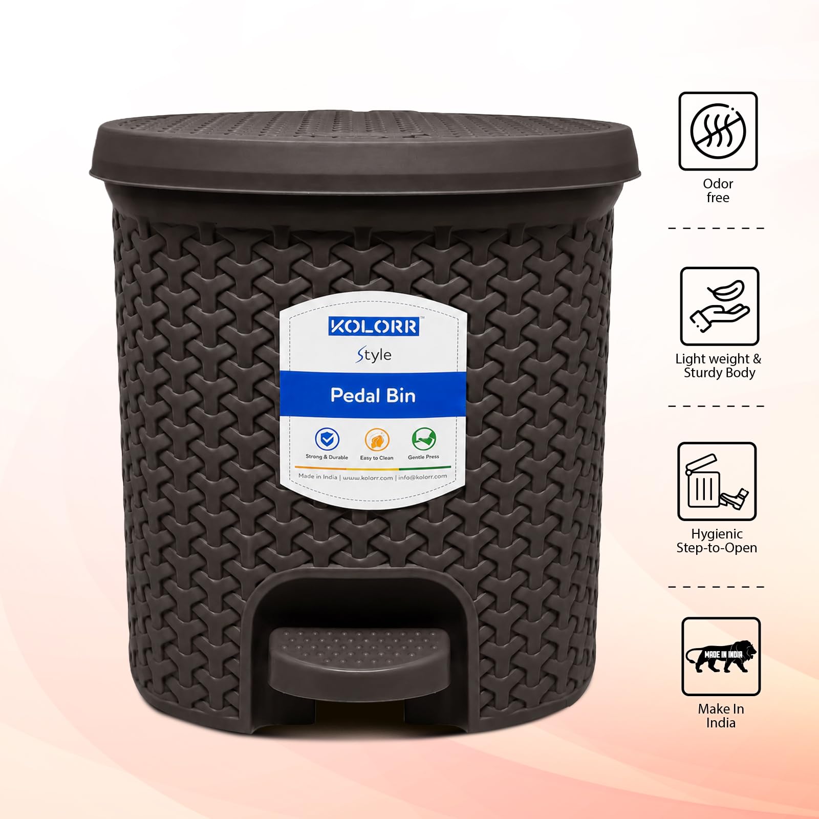 KOLORR Magnum 6L Dustbin - Dark Brown -3