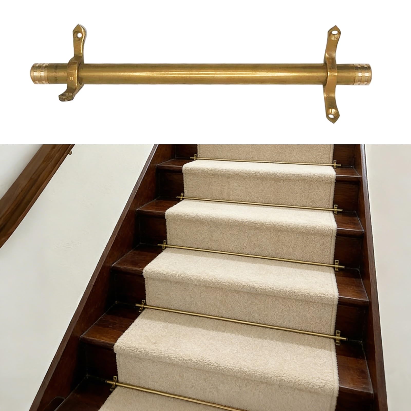 Genérico Barras de latón Ajustables para alfombras de escaleras - 3 Piezas (81 cm) Fáciles de Quitar, seguras y Elegantes para la decoración de escaleras, Que aportan se