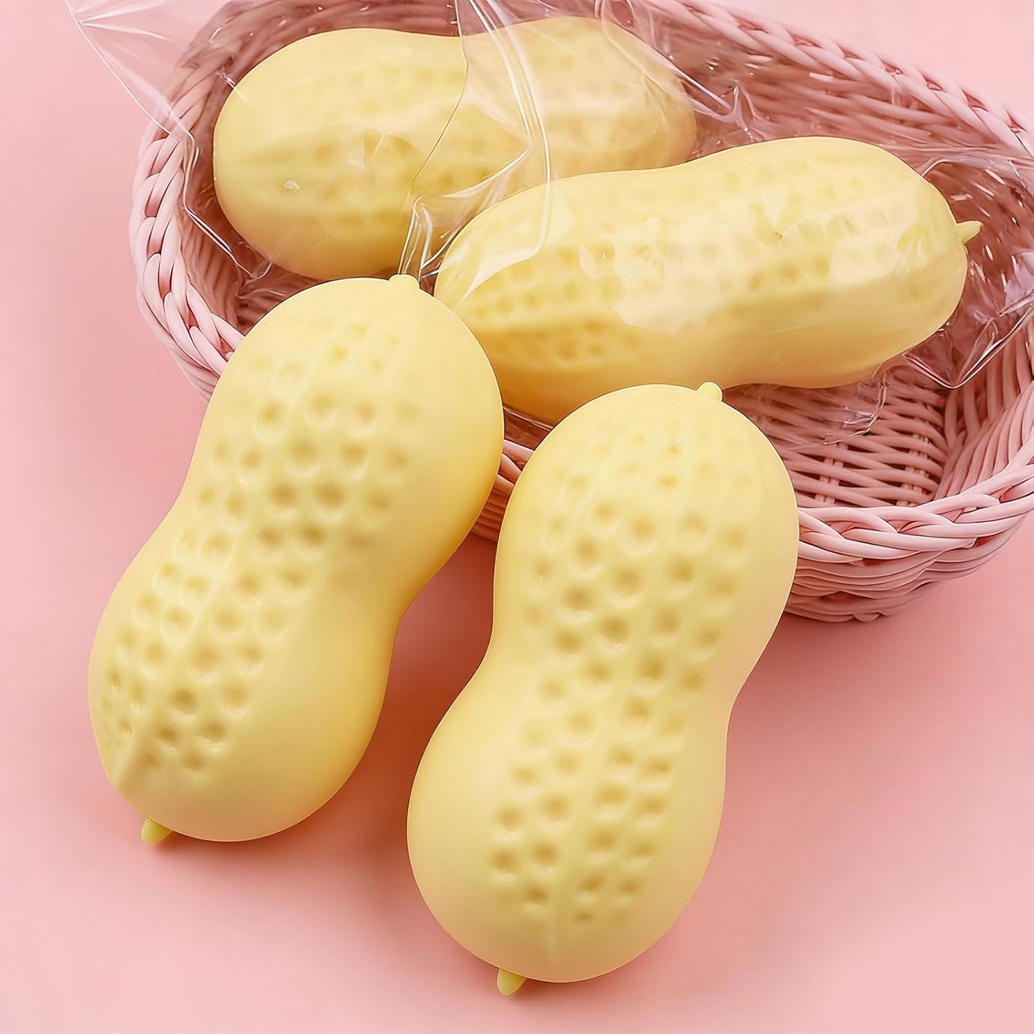 Peanut Squishies Toys,Peanut Squishies Slow Rising Stress Relief Toy,Squeeze Dough Ball Stress Relief HandToys,TabaSquishies for Easter Gifts,Cute Anxiety Relief Toys, for Adults (Yellow-2pcs)