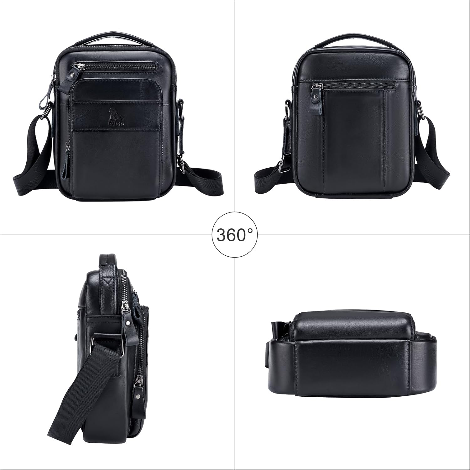 BAIGIO Genuine Leather Small Messenger Bag for Men Shoulder Bag for Ipad Crossbody Bag Men Handbag Satchel Travel Business - Image 6